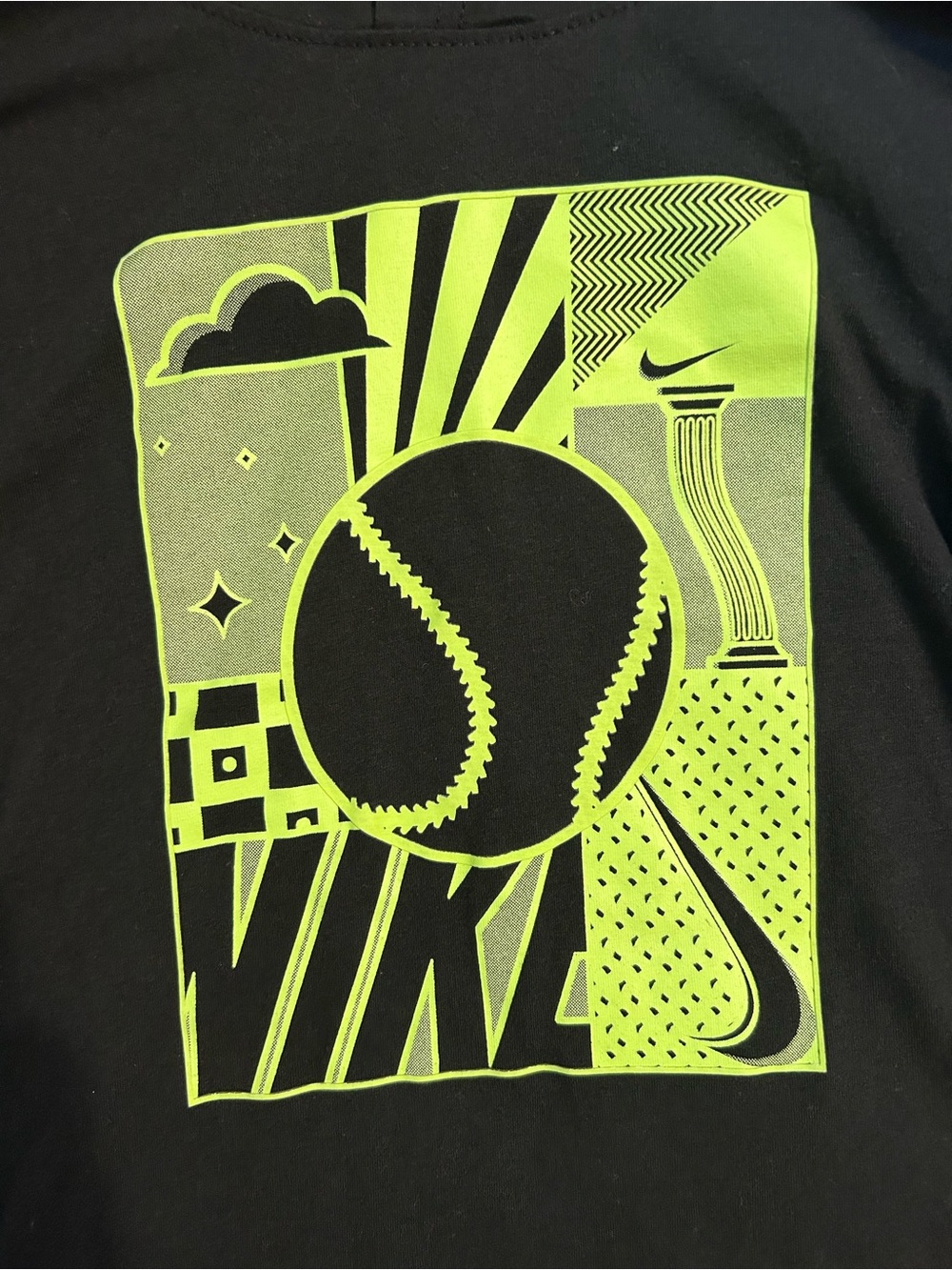 Nike Black Hoodie with Neon Yellow Graphic Accent - Picture 2 of 5